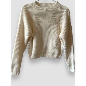 H&M Kids Knit Sweater Crewneck Size 12-14Y Cream Ribbed Hem Cotton Blend